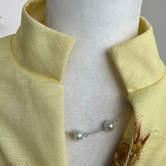 Vintage 60s 70s Pastel Yellow Prairie Maxi Dress with Brown Floral Puff Sleeves - Picture 15 of 16